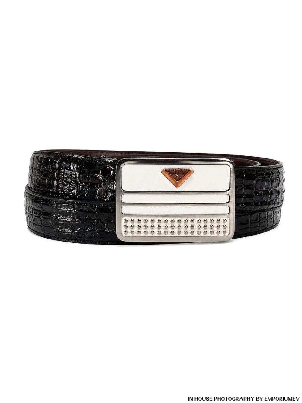Brown Genuine Leather Crocodile Patterned Men's Cut-to-Size Belt